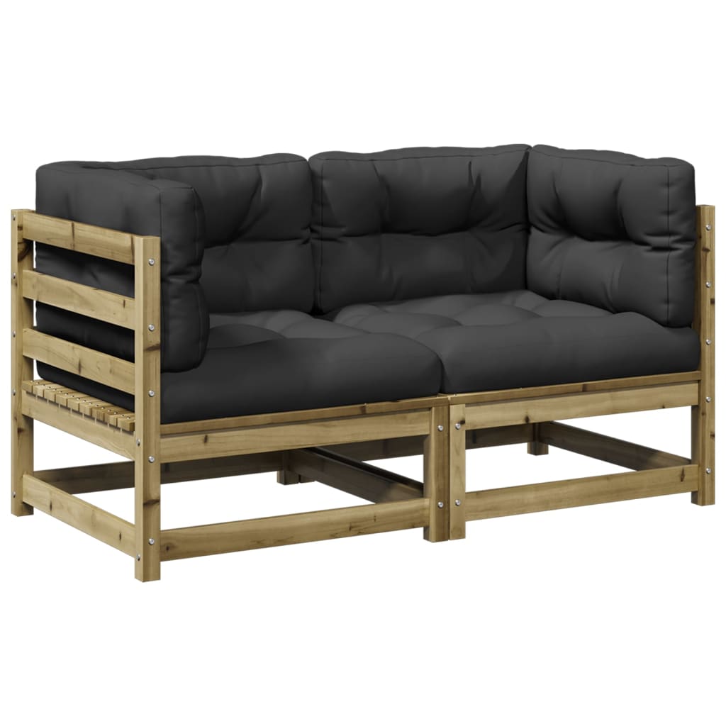 NNEVL 2 Piece Garden Sofa Set with Cushions Impregnated Wood Pine